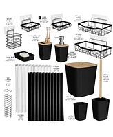 Clara Clark 25 Piece Complete Bathroom, Vanity & Shower Accessories Set - Black