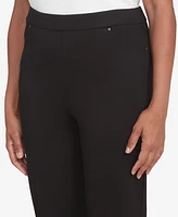 Alfred Dunner Women's Rue Rivoli Flat Elastic Waist Front Pocket Medium Length Ponte Pant