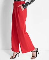 Dkny Petite High-Waisted Pleated Wide-Leg Pants