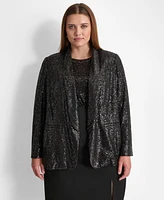 Dkny Plus Sequined Shawl-Collar Long-Sleeve Jacket