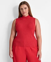 Dkny Plus Mock-Neck Sleeveless Rib-Knit Top