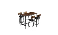 Slickblue 5-Piece Industrial Style Bar Table Set with Stools for Modern Dining and Home Bars