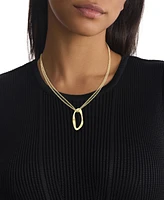 Calvin Klein Gold-Plated Stainless Steel Pave Sculptural Pendant Necklace, 18" + 2" extender