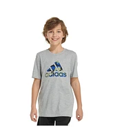 adidas Big Boys Short Sleeve "France Camo" Logo Heather Tee