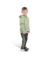 adidas Little and Toddler Boys Printed Fleece Pullover Hooded Jogger, 2-Piece Set