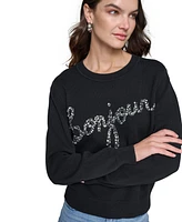 Karl Lagerfeld Paris Women's Embellished Bonjour Sweater