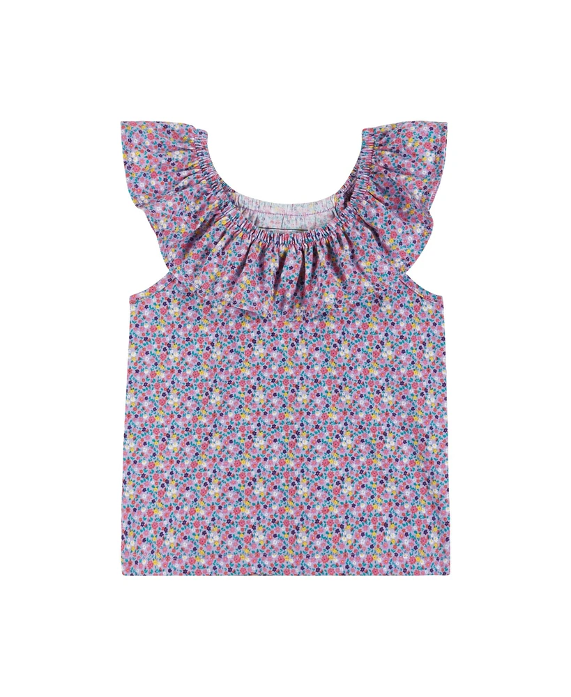 Andy & Evan Little Girls Toddler/Child Flower Print Ruffle Tee