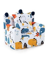 Costway Kids Sofa Chair Foam Filled Armchair Dinosaur Toddler Couch with Cover & Pillow