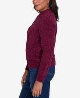 Alfred Dunner Women's Classic Chenille Diamond Stitch Turtleneck Sweater