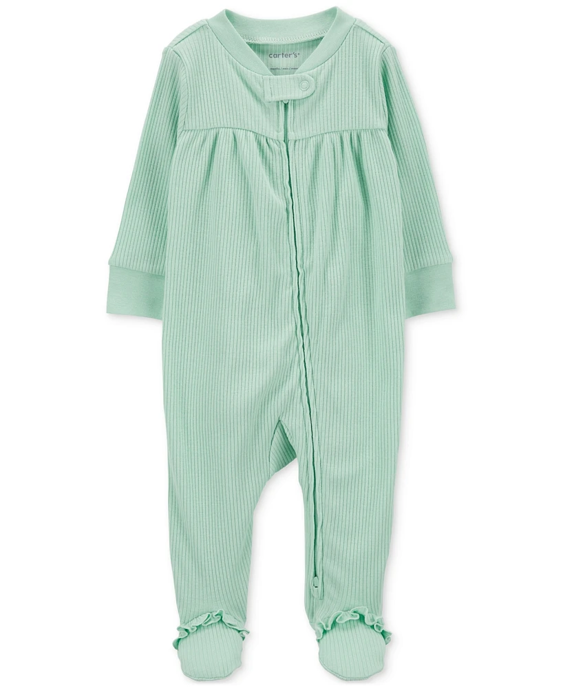 Carter's Baby Girls Textured 2-Way-Zip Sleep & Play Footed Coverall