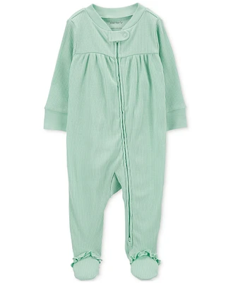 Carter's Baby Girls Textured 2-Way-Zip Sleep & Play Footed Coverall