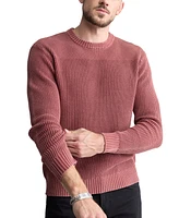 Men's Washy Cotton Textured Knit Crewneck Sweater