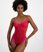 I.n.c. International Concepts Women's Floral Mesh Thong Bodysuit, Exclusively at Macy's