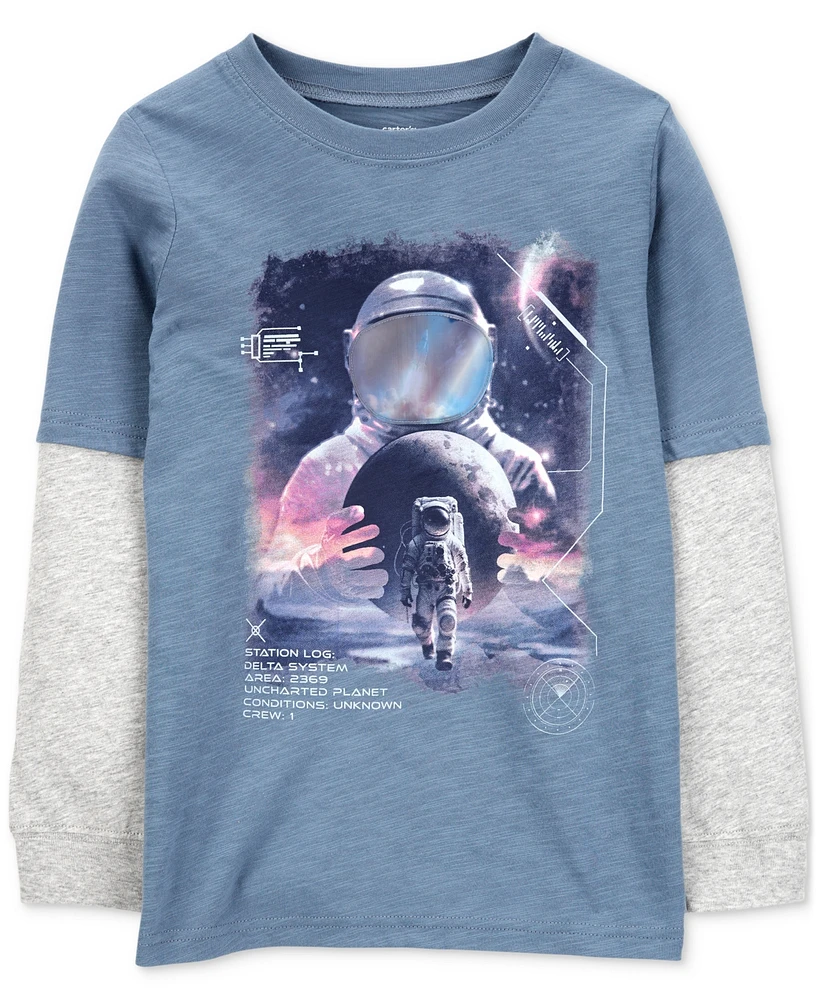 Carter's Little & Big Boys Astronaut Graphic Layered-Look T-Shirt