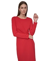 Dkny Women's Long-Sleeve Side-Draped Evening Gown