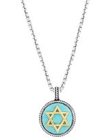 Effy Men's Turquoise Star of David 22" Pendant Necklace in Sterling Silver & 14k Gold-Plate