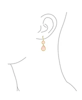 Bling Jewelry Elegant Soft Pink Dangle Earrings Double Round Teardrop, Lever Back for Women 14K Gold-Plated .925 Sterling Silver