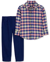 Carter's Toddler Boys Cotton Plaid Button-Down Shirt & Pants, 2 Piece Set