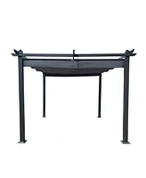 Slickblue 10x10 Ft Outdoor Patio Retractable Pergola Canopy Sunshelter for Gardens and Backyards