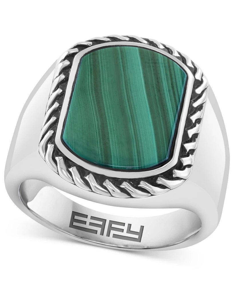 Effy Men's Malachite Framed Statement Ring in Sterling Silver