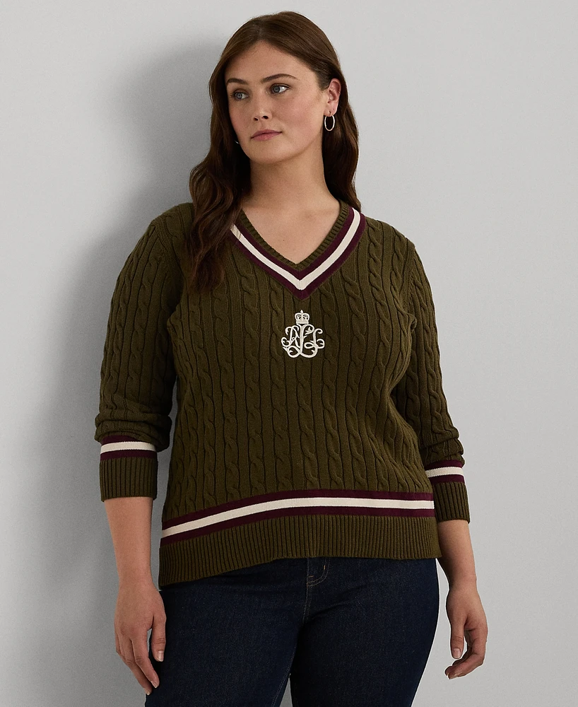 Lauren Ralph Lauren Plus Size Cable-Knit Cotton Cricket Sweater