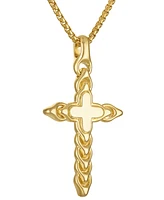 Bulova Diamond (1/2 ct. t.w.) Link Cross Pendant 26" Necklace in 14k Gold - Gold