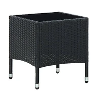 vidaXL Patio Table 15.7"x15.7"x17.7" Poly Rattan