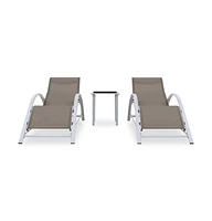 vidaXL Sun Loungers 2 pcs with Table Aluminum Taupe