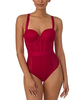 Dkny Sheers Strapless Mesh-Panel Thong Bodysuit DK6008