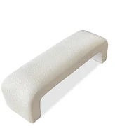 60" Boucle Look Large Bedroom Waterfall Upholstered Bench-Maison