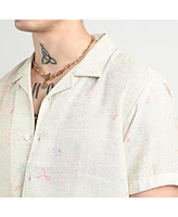 Campus Sutra Men's Off-White Heathered Drawn Shirt