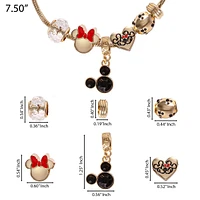 Disney Minnie Mouse Fashion 7" Charm Bracelet with Heart, Bow, and Crystal Beads