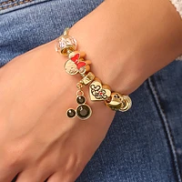 Disney Minnie Mouse Fashion 7" Charm Bracelet with Heart, Bow, and Crystal Beads