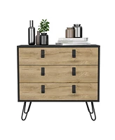 Huna Dresser 29" H, 3-Drawer organiser, Modern Chest of Drawers with Hairpin Legs and Metal Accents