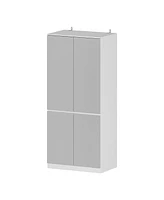 Famapy White High Gloss Mirrored Doors Wardrobe Armoires with Mirror Doors