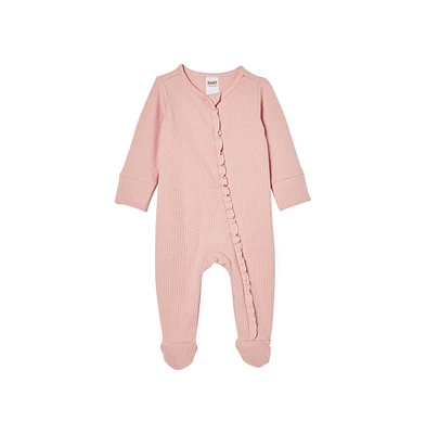 Cotton On Baby Boys Organic Pointelle Ruffle Zip All One