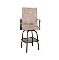 Slickblue 2pcs Wrought Iron Swivel Bar Chair Patio Swivel Bar Stools Brown (Only chair)