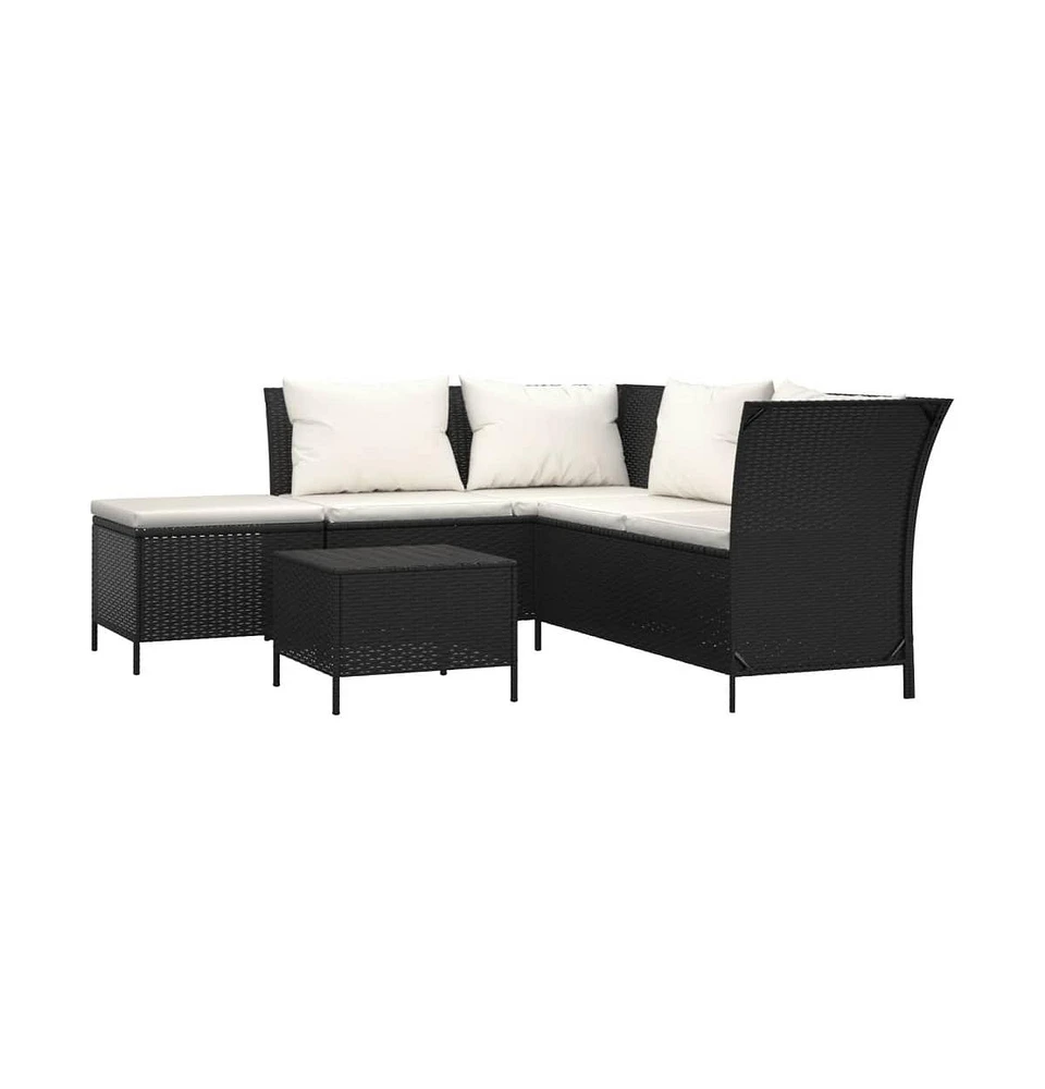 vidaXL Piece Patio Lounge Set with Cushions Poly Rattan