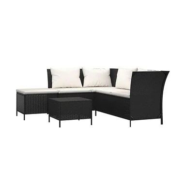 vidaXL Piece Patio Lounge Set with Cushions Poly Rattan