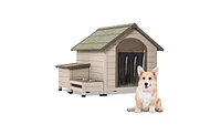 Slickblue Outdoor Fir Wood Dog House with Open Roof – Weather-Resistant and Ventilated