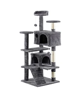 Slickblue 53-Inch Multi-Level Cat Tree Condo with Scratching Posts: Kittens' Activity Tower & Playhouse - Dark Grey