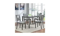 Slickblue Wooden Dining Chairs Set of 4, Kitchen Chair with Padded Seat, Upholstered Side Chair for Dining Room, Living Room, Gray