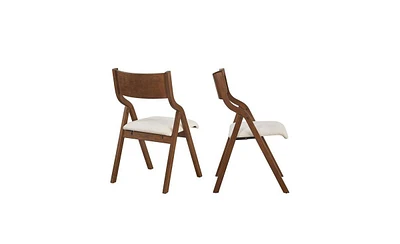 Slickblue Upholstered folding Dining chair, space saving, easy to carry, Dining Room, 2-Pack-Walnut