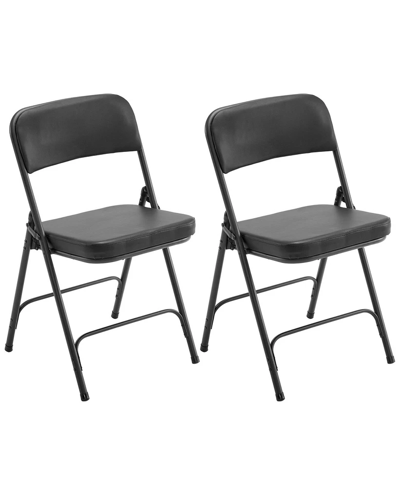 Slickblue Set of 2 Metal Folding Chairs with Padded Seat and Back Ideal for Home Office Use