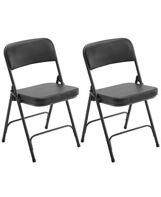 Slickblue Set of 2 Metal Folding Chairs with Padded Seat and Back Ideal for Home Office Use