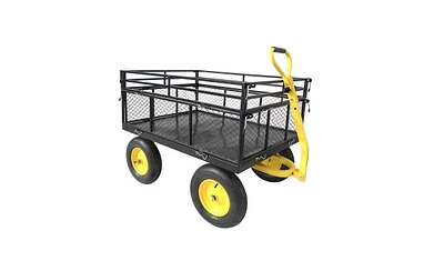 Heavy-Duty Steel Garden Cart, 1400 lbs Capacity, Removable Mesh Sides, 2-in-1 Handle, 16" Tires – Ideal for Garden, Farm, and Yard