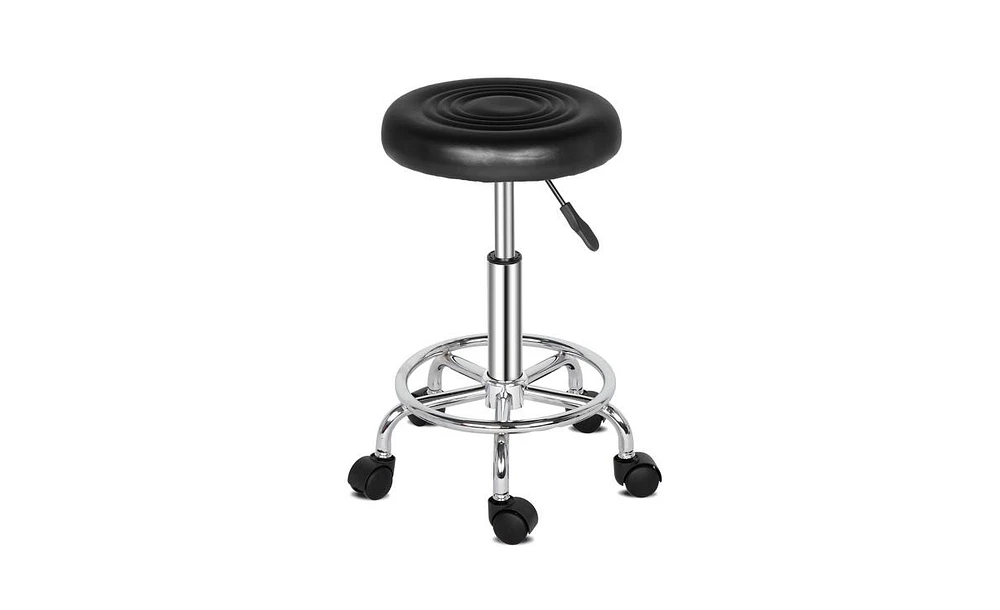 Slickblue Round Stool with Line Design and 360-Degree Rotation Stylish Bar