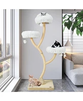 Sugift 70 Inch Tall Cat Tree 4-Layer Cat Tower with 3 Perches and Dangling Balls