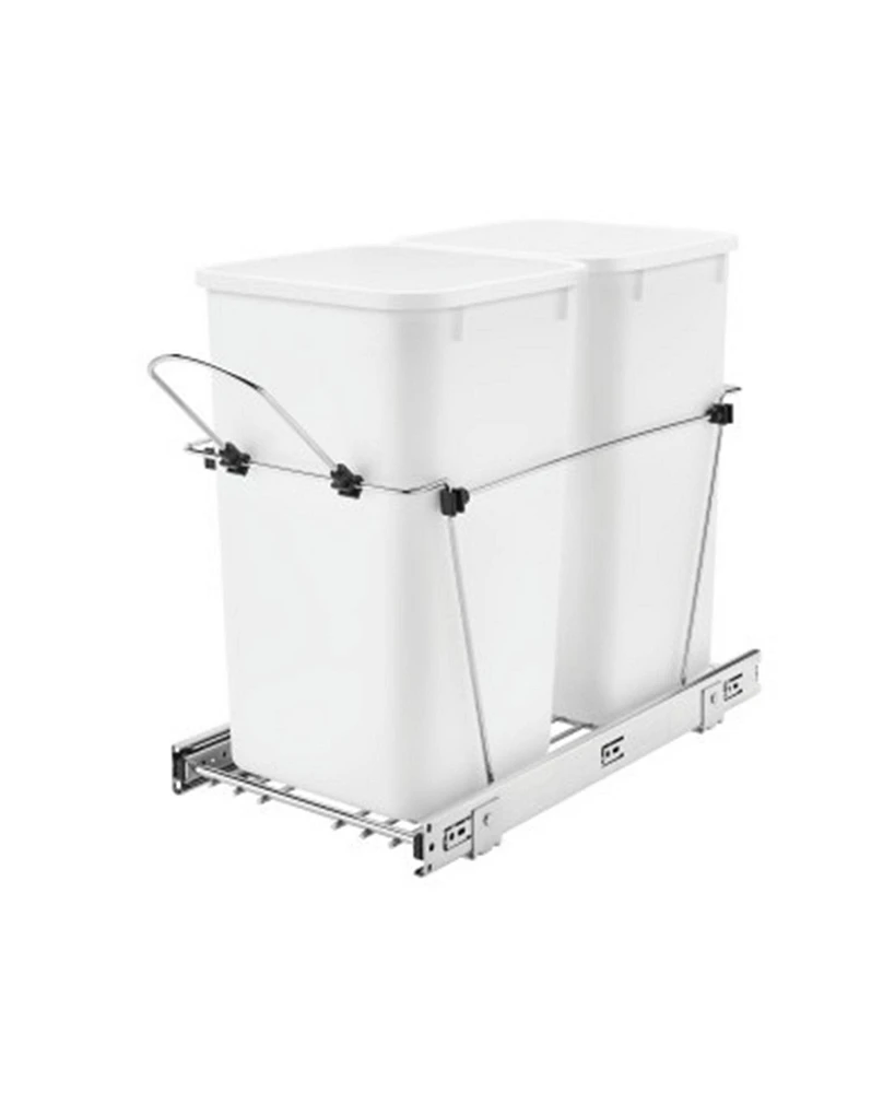 Rev-a-Shelf Double Pullout Trash Can 27 qt. for Kitchen, White, Rv-15KD-11C S