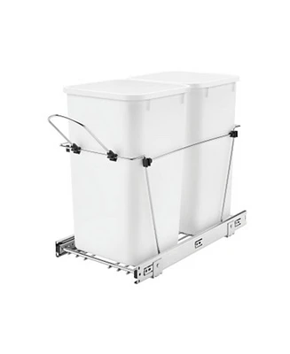 Rev-a-Shelf Double Pullout Trash Can 27 qt. for Kitchen, White, Rv-15KD-11C S